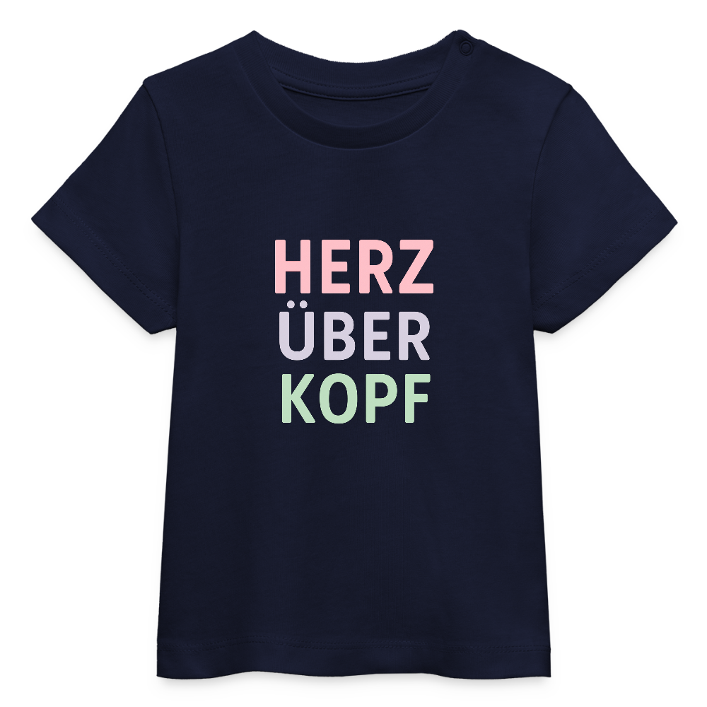 Baby Bio-T-Shirt "Herz über Kopf" - Navy
