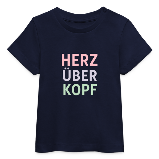 Baby Bio-T-Shirt "Herz über Kopf" - Navy
