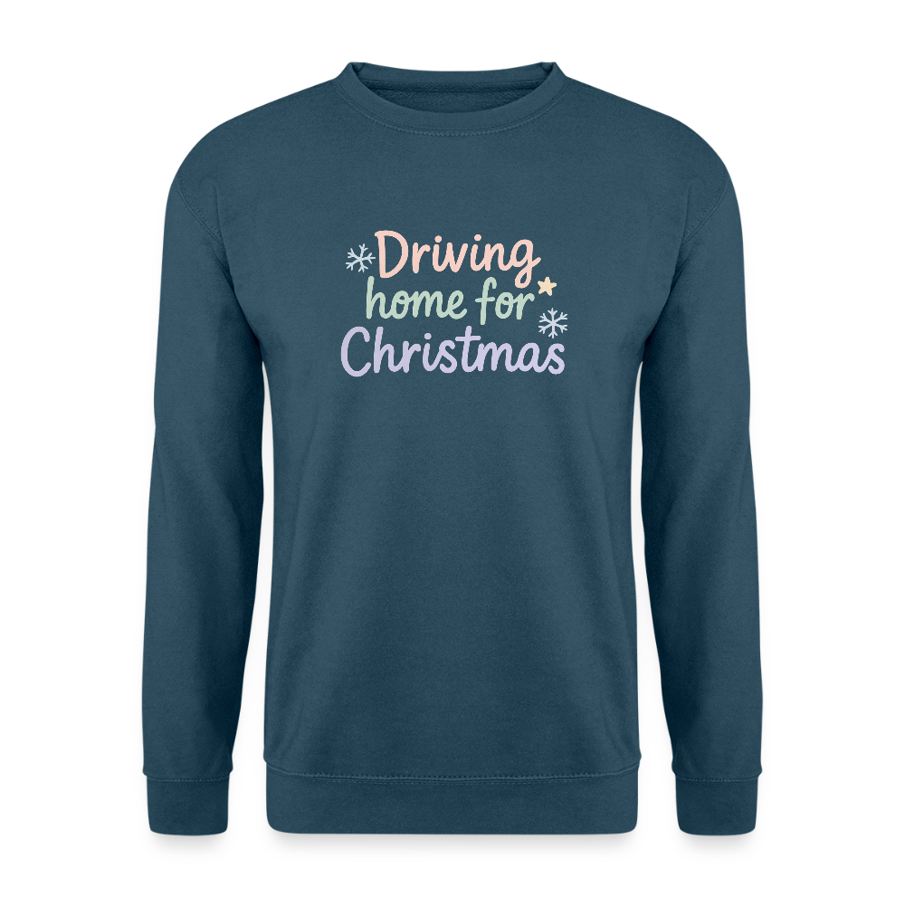 Unisex Pullover "Driving home for Christmas" - Indigoblau