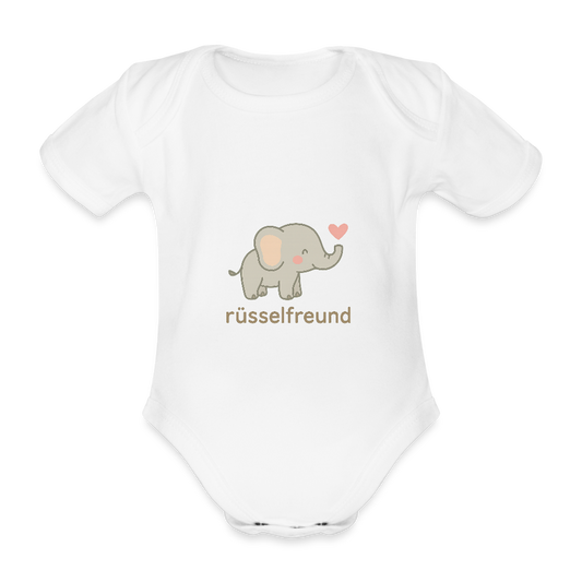 Baby Bio-Kurzarm-Body "Elefant" - Weiß