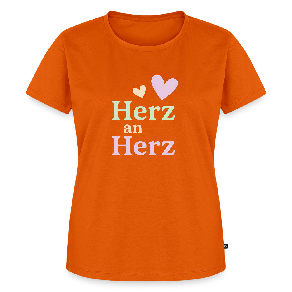 Frauen Premium T-Shirt "Herz an Herz" - Orange 