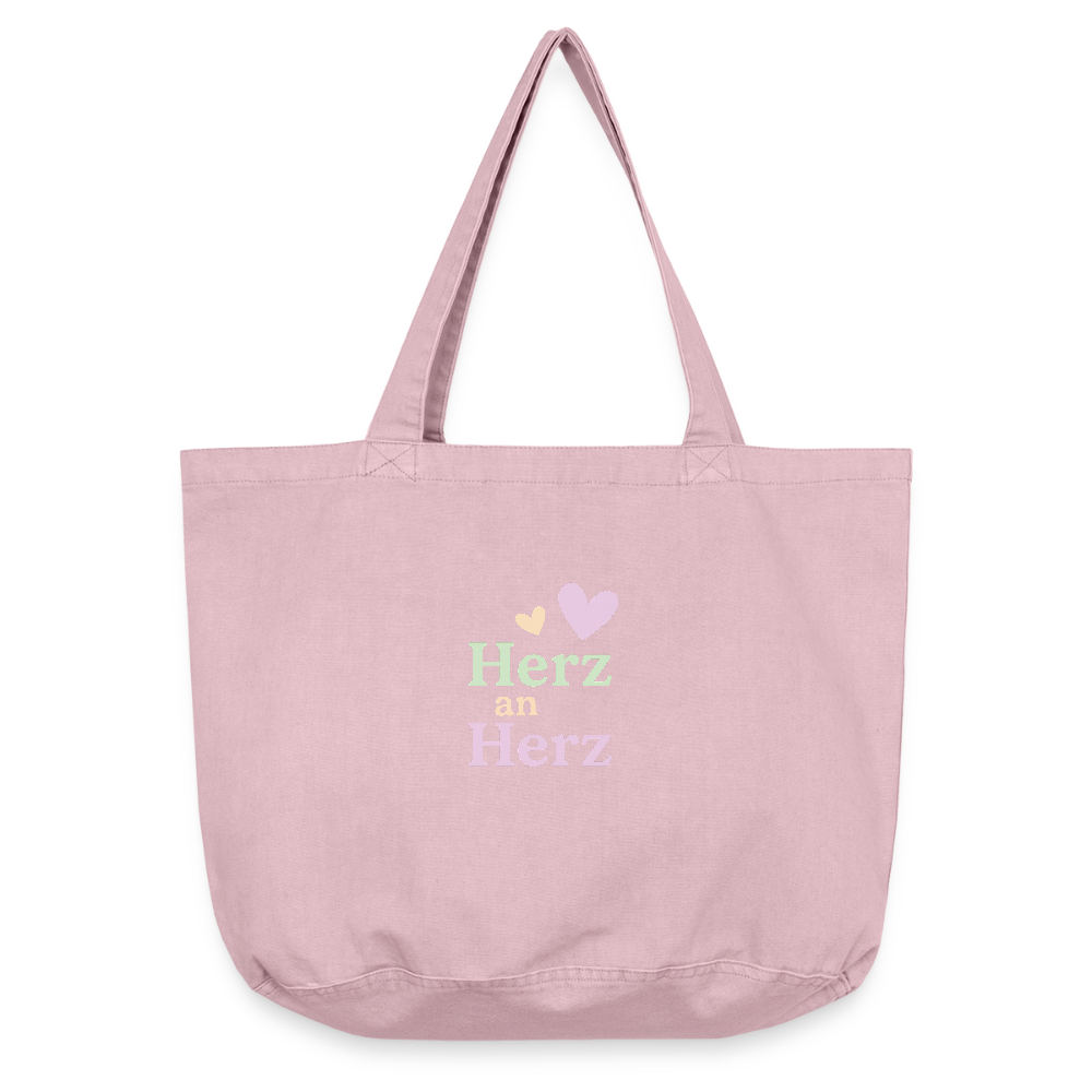 Vintage-Washed Shopper "Herz an Herz" - Vintage Rosa