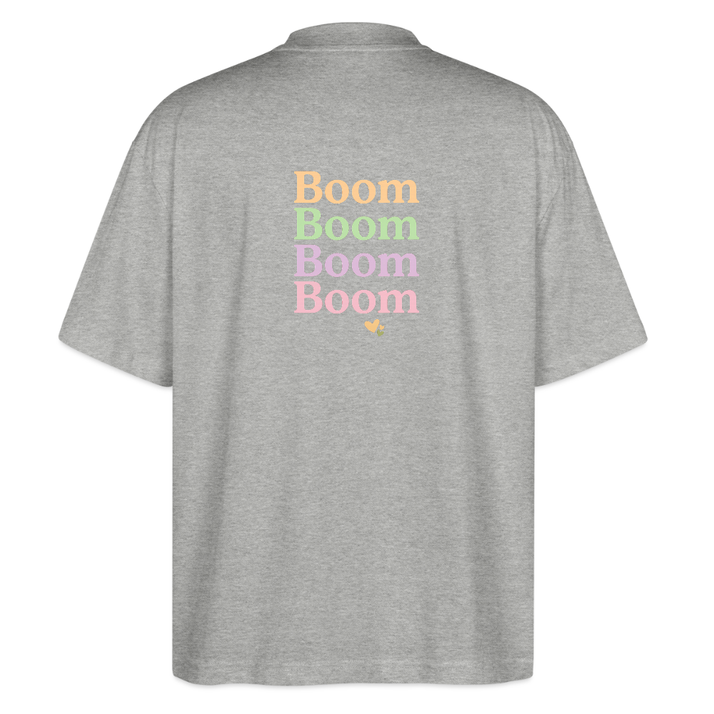 Oversized Shirt "Boom Boom Boom Boom" - Grau meliert