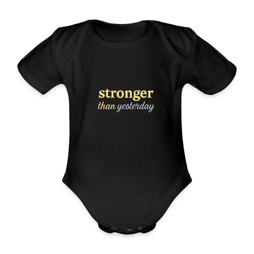 Baby Bio-Kurzarm-Body "stronger" - Schwarz