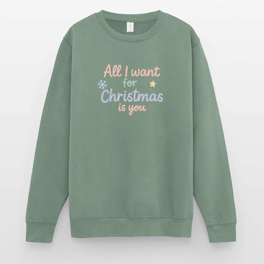 Unisex Pullover "All I want for Christmas" - Graugrün