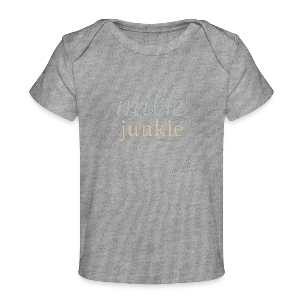 Baby Bio-T-Shirt "milk junkie" - Grau meliert