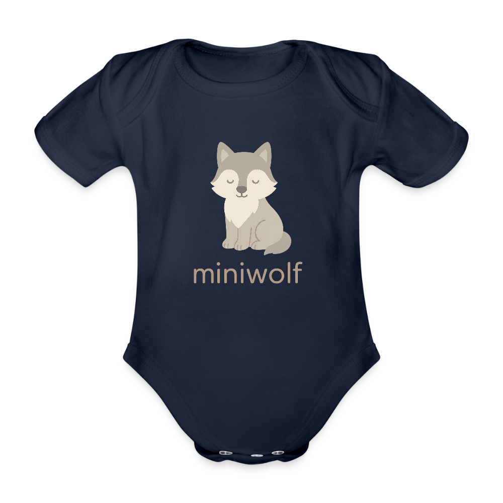 Baby Bio-Kurzarm-Body "Wolf" - Dunkelnavy