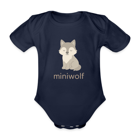 Baby Bio-Kurzarm-Body "Wolf" - Dunkelnavy