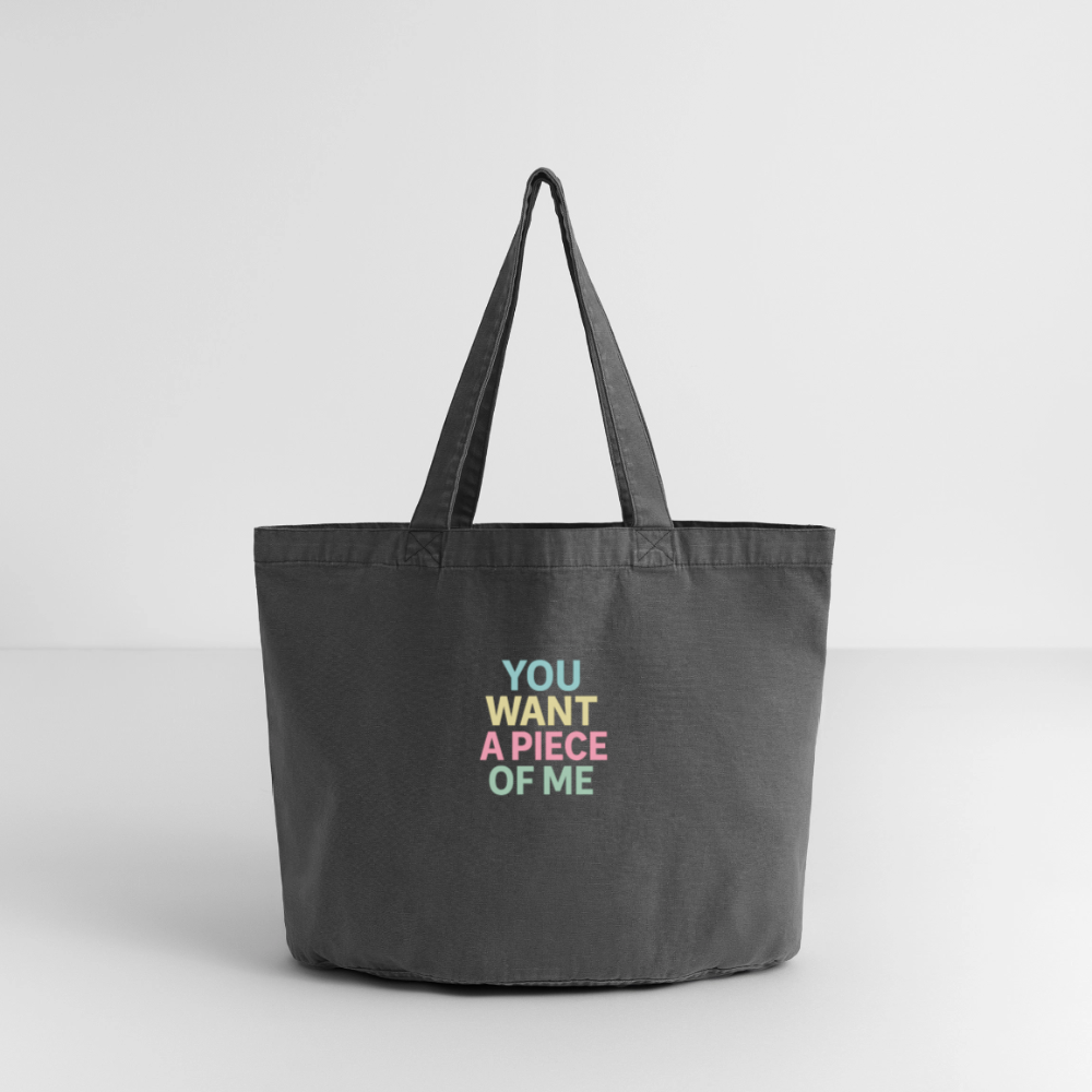 Vintage-Washed Shopper "piece of me" - Vintage Schwarz