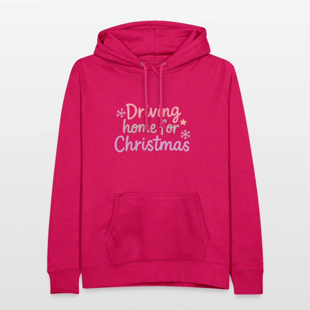 Frauen Hoodie "Driving home for Christmas" - dunkles Pink