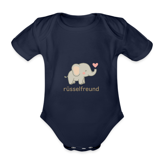 Baby Bio-Kurzarm-Body "Elefant" - Dunkelnavy