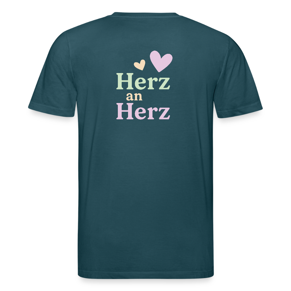 Unisex Bio-T-Shirt "Herz an Herz" - Dunkles Petrol
