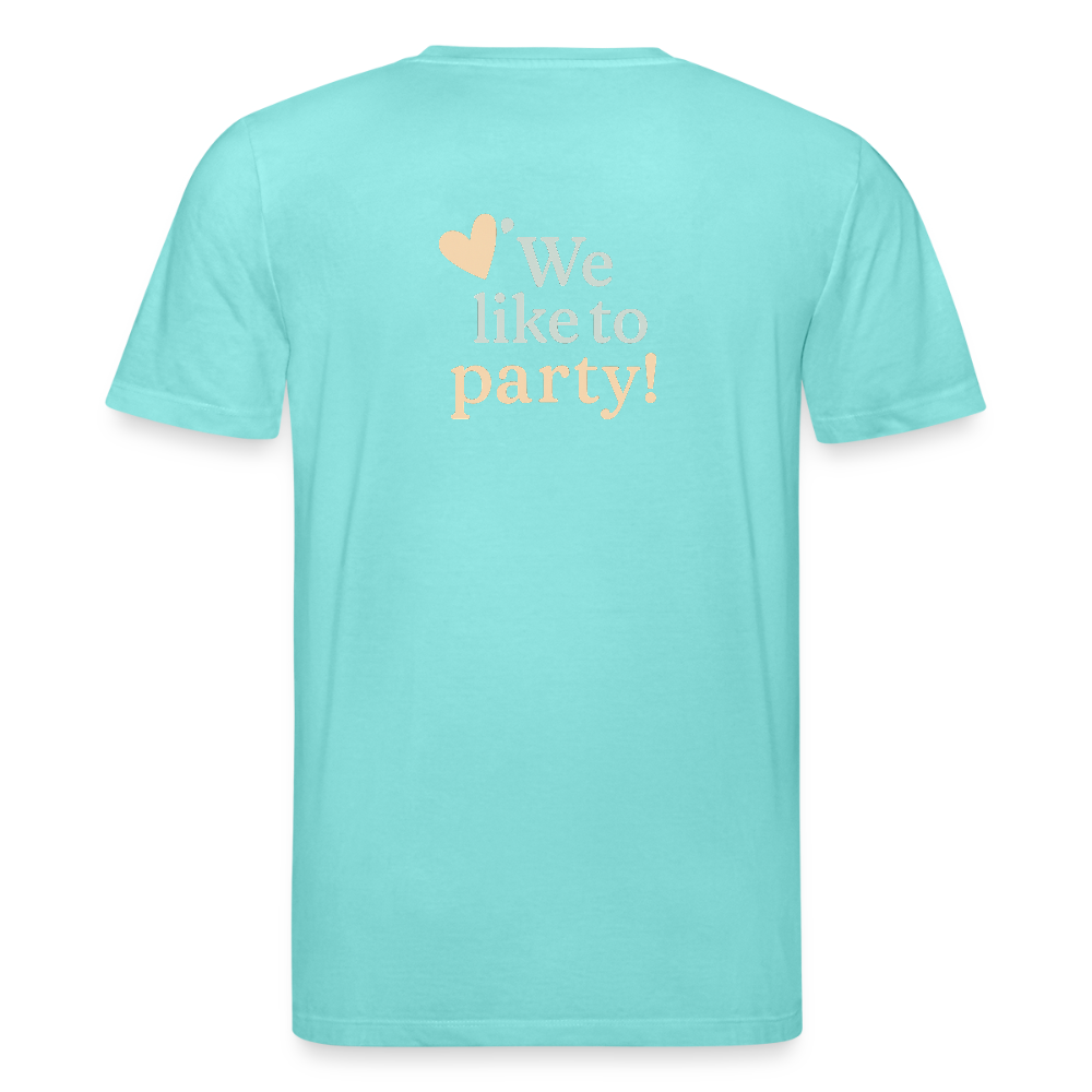 Unisex Bio-T-Shirt "We like to party!" - Poolblau