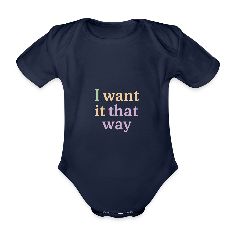 Baby Bio-Kurzarm-Body "that way" - Dunkelnavy