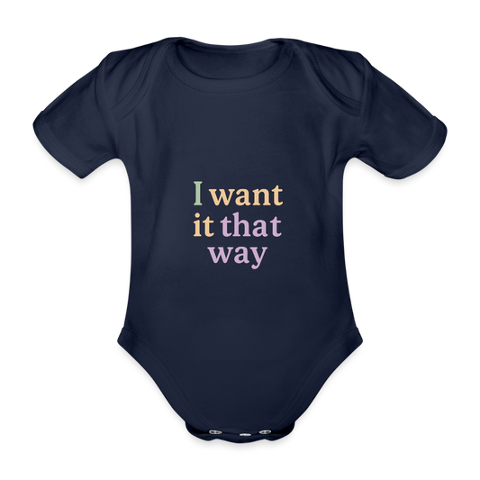 Baby Bio-Kurzarm-Body "that way" - Dunkelnavy