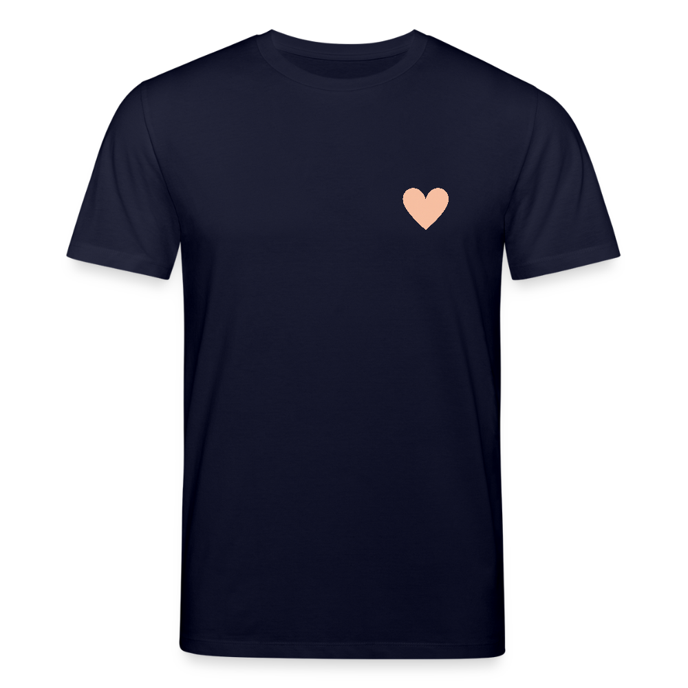 Unisex Bio-T-Shirt "Herz an Herz" - Navy