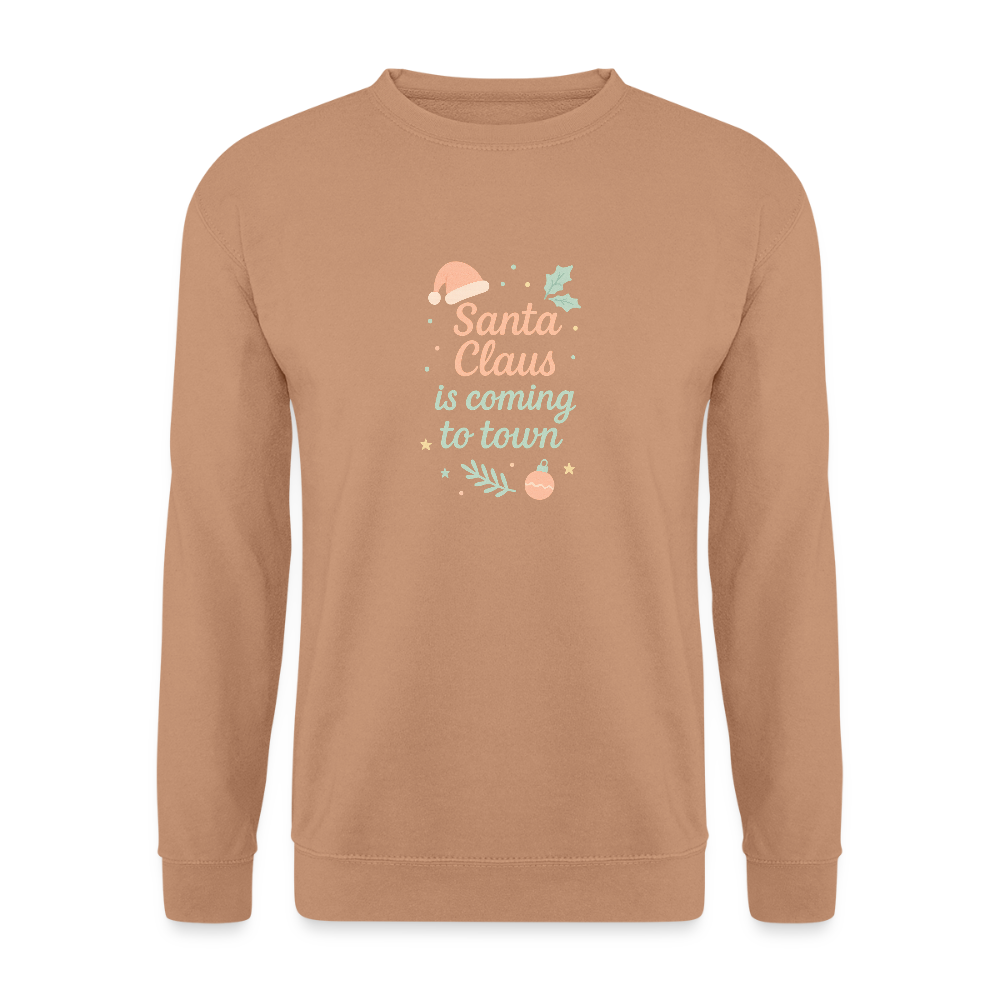 Unisex Pullover "Santa Claus is coming to town" - Mocca