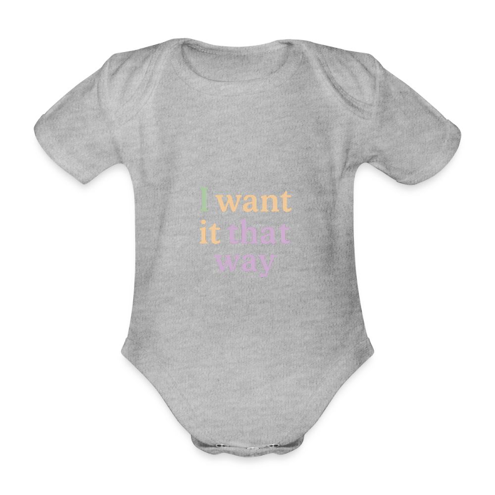 Baby Bio-Kurzarm-Body "that way" - Grau meliert