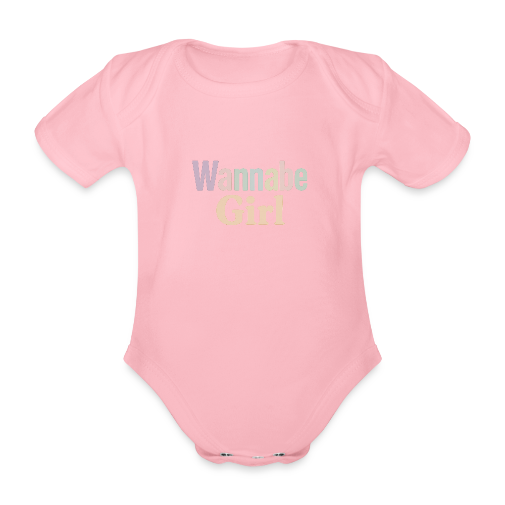 Baby Bio-Kurzarm-Body "Wannabe Girl" - Hellrosa