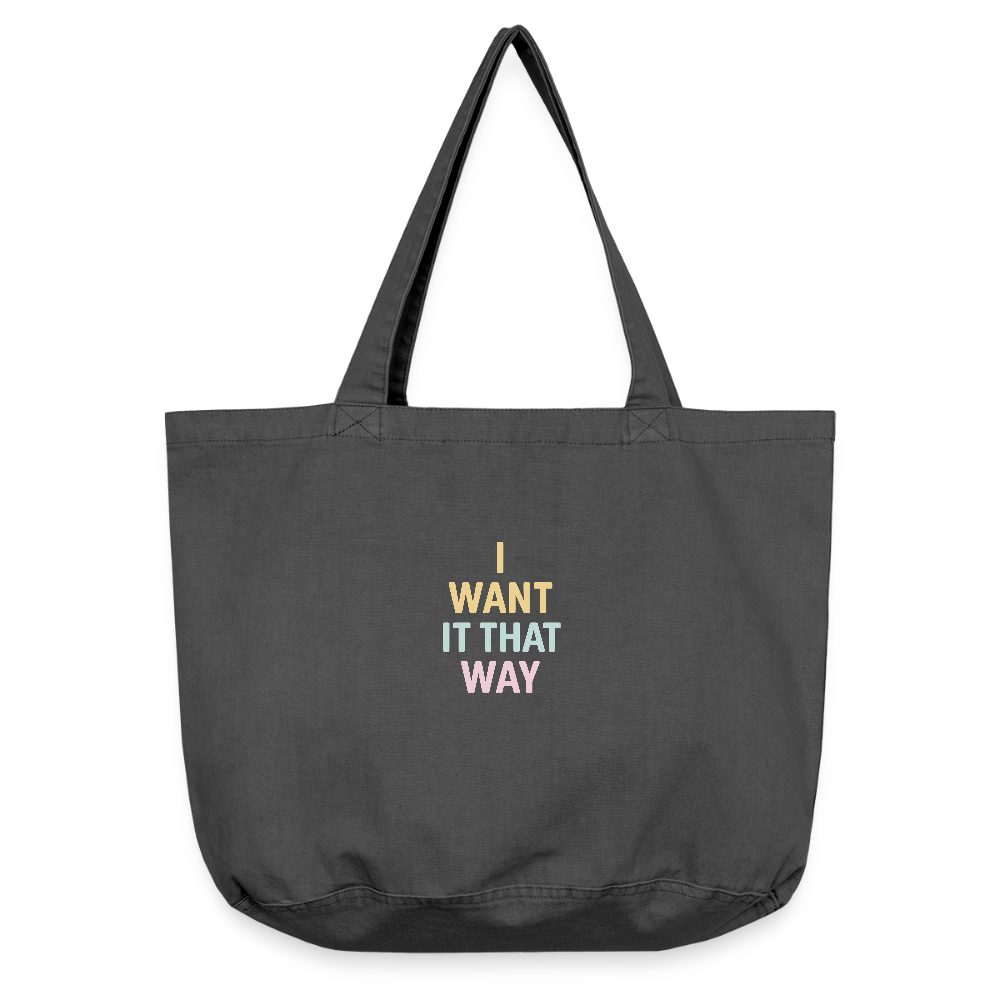 Vintage-Washed Shopper "i want it that way" - Vintage Schwarz