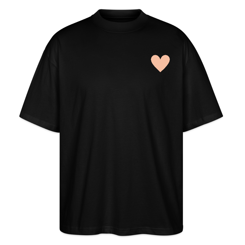 Oversized Shirt "Herz an Herz Rücken" - Schwarz