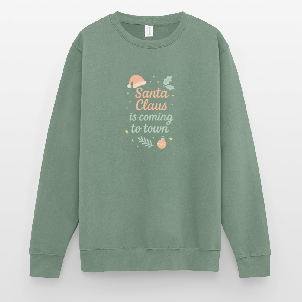 Unisex Pullover "Santa Claus is coming to town" - Graugrün