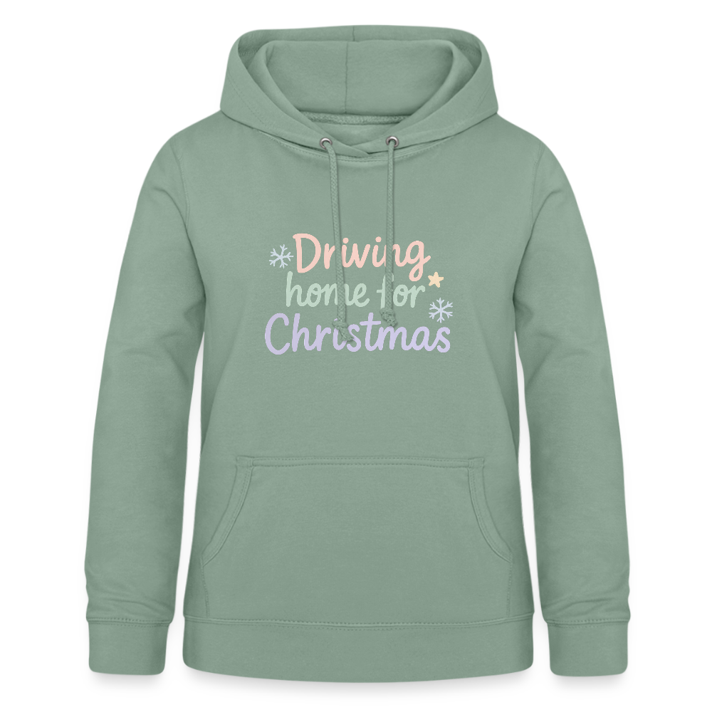 Frauen Hoodie "Driving home for Christmas" - Graugrün