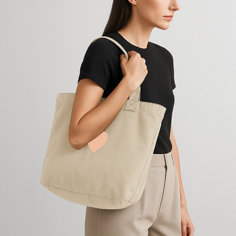 Vintage-Washed Shopper "Herz" - Vintage Sand 