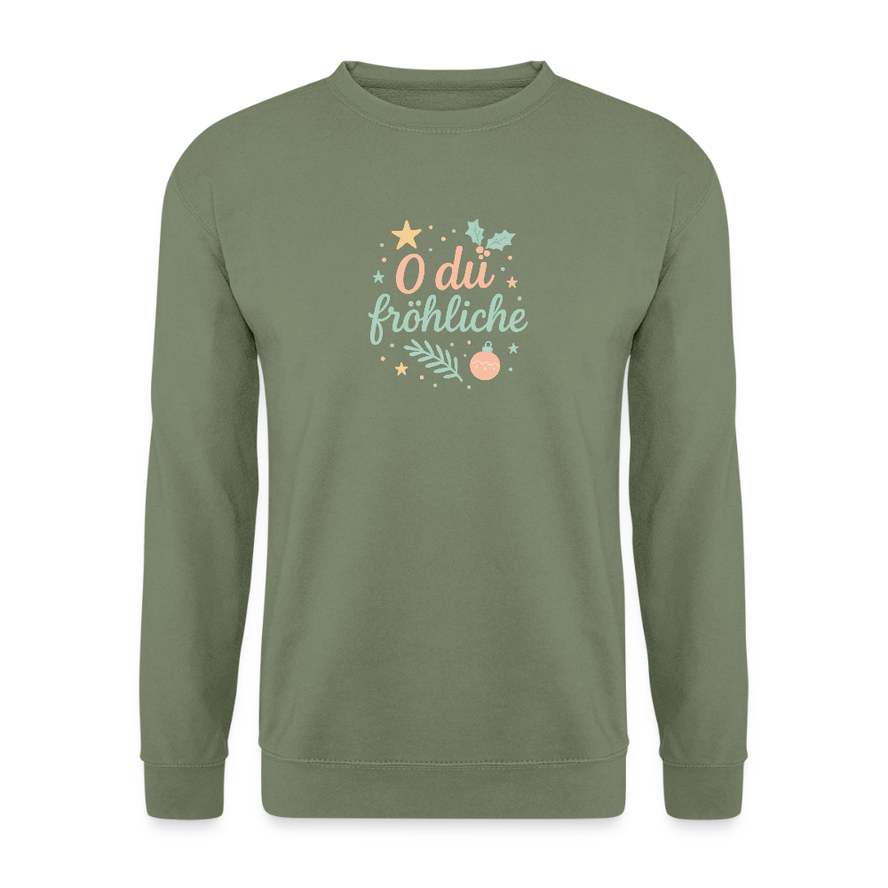 Unisex Pullover "O du fröhliche" - Armeegrün