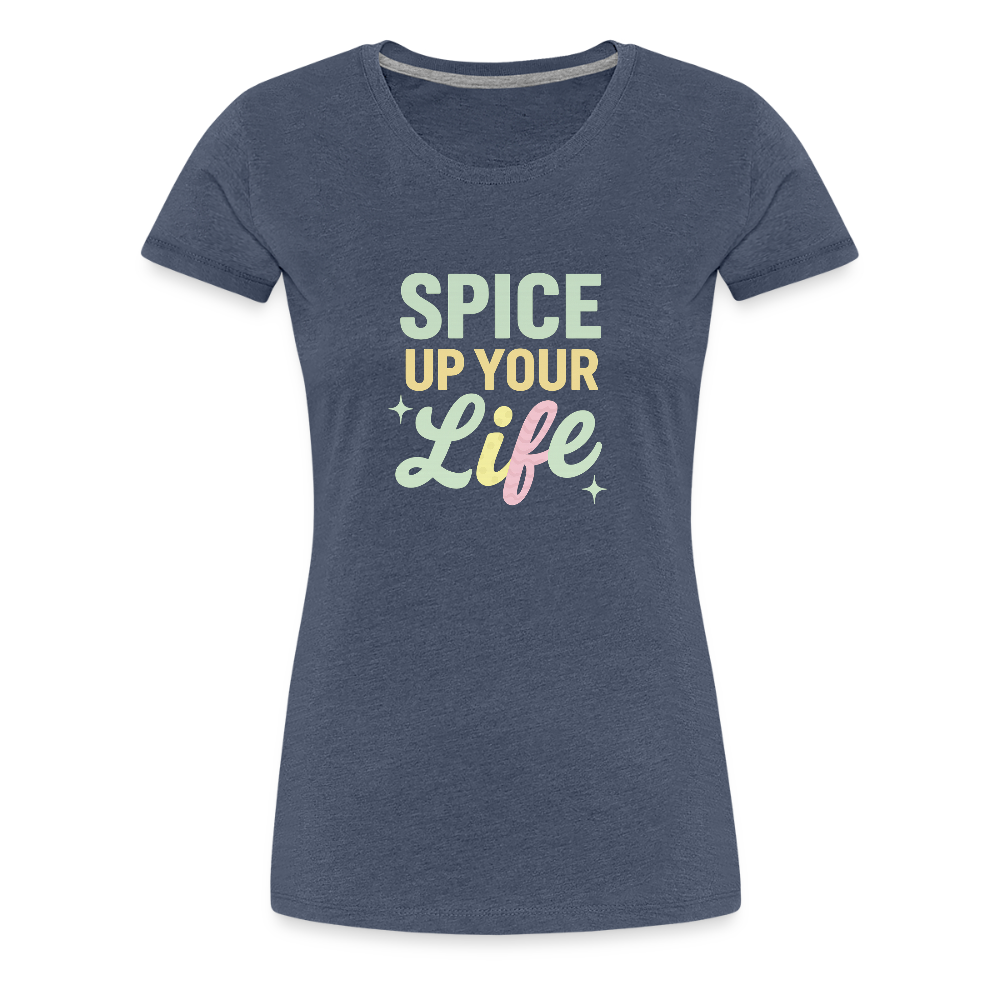 Frauen Premium T-Shirt "spice up your life" - Blau meliert