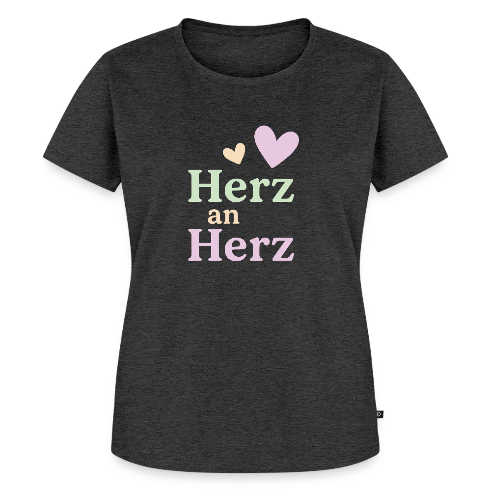Frauen Premium T-Shirt "Herz an Herz" - Anthrazit meliert