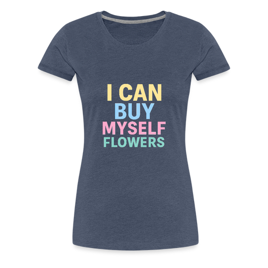 Frauen Premium T-Shirt "Flowers" - Blau meliert