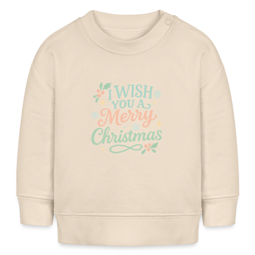 Kids Bio-Sweatshirt "I wish you a merry christmas" - Weißgrau