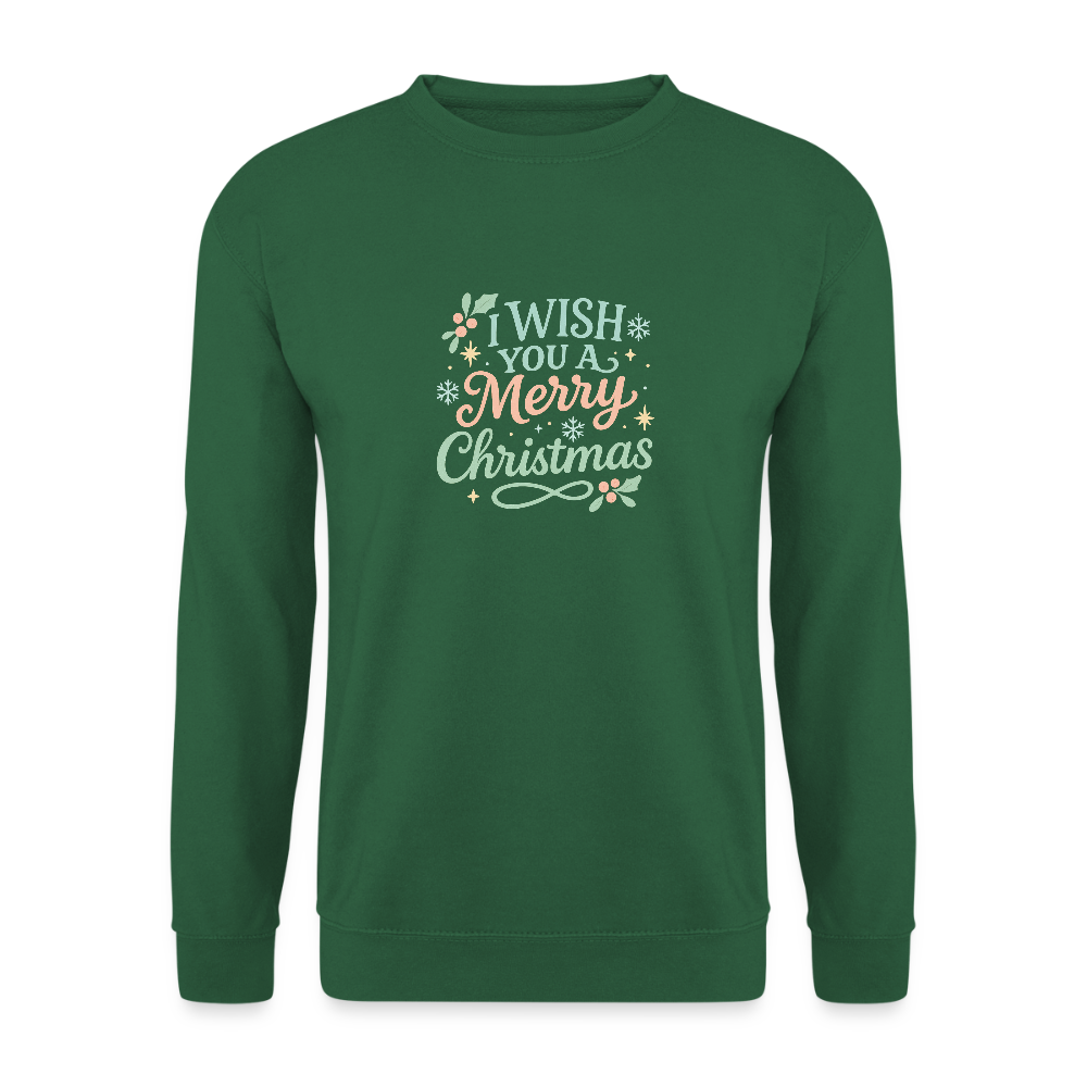 Unisex Pullover "I wish you a Merry Christmas" - Grün