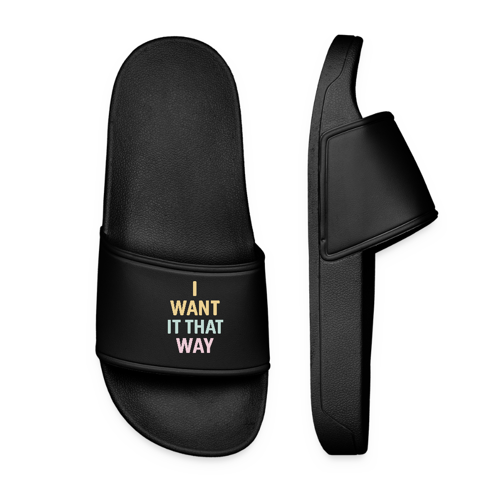 Frauen Badelatschen "I want it that way" - Schwarz